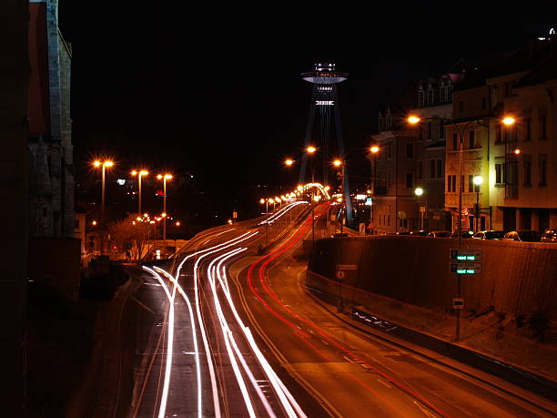 Night traffic stock photo