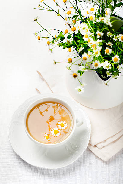istock Camomile hebal tea in a white cup with 491876102