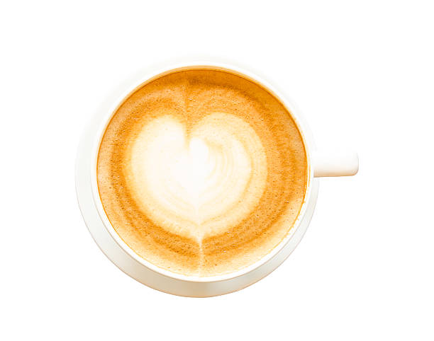 istock Cup of coffee with heart shape isolated on white 491889212