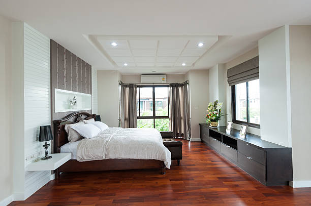 Modern bedroom interior stock photo