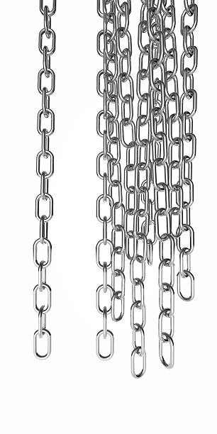 istock selection of metal chains hanging down on white background 491889905