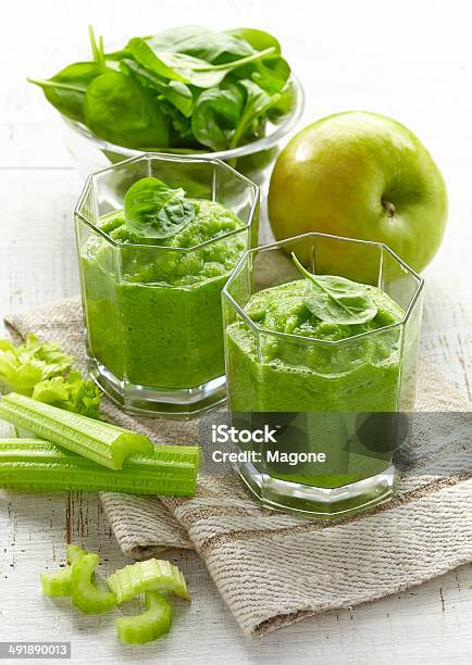 Glass Of Green Smoothie Stock Photo - Download Image Now - Apple - Fruit, Celery, Cocktail