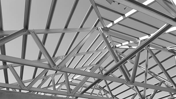 istock Steel Roof Black and White 491890214