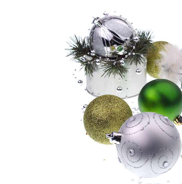 istock Silver christmas ball decoration 491890996