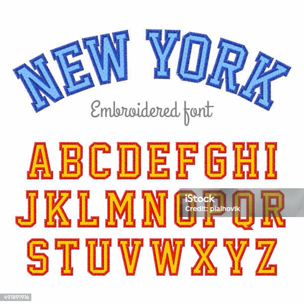 Embroidered Sport Style Font Stock Illustration - Download Image Now - Embroidery, Typescript, Alphabet