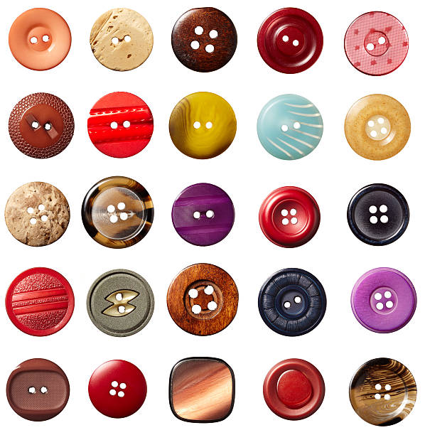 sewing button clothing collection of various sewing button on white background. each on is shot separatelyclose up of sewing button on white background button sewing item stock pictures, royalty-free photos & images