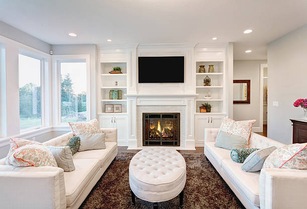 Living Room in Luxury Home stock photo