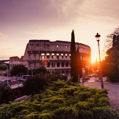 Coliseum at sunset in Rome, Italy