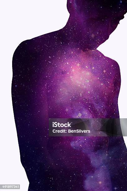 Double Exposure Galaxy Inside Man Stock Photo - Download Image Now - Galaxy, Men, Multiple Exposure