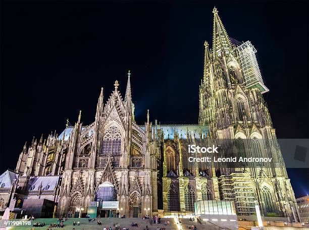 Night View Of Cologne Cathedral Germany North Rhinewestphali Stock Photo - Download Image Now