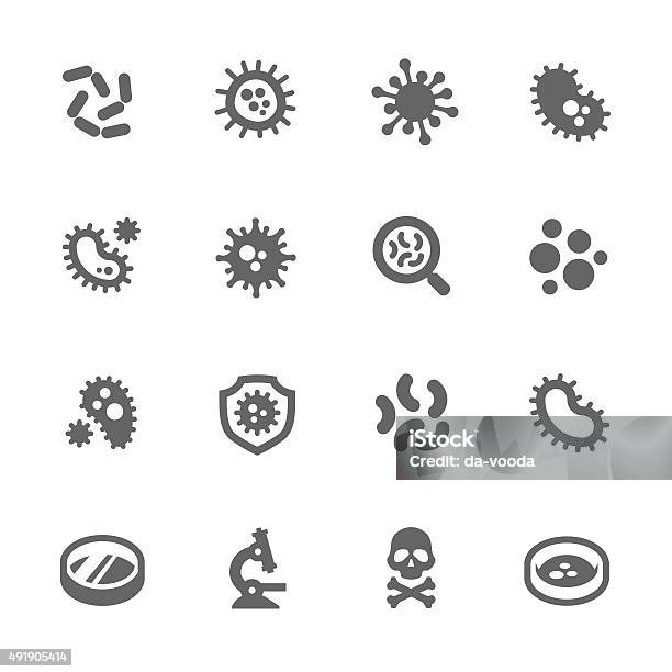 Ilustración de Iconos De Bacterias y más Vectores Libres de Derechos de Ícono - Ícono, Bacteria, Patógeno
