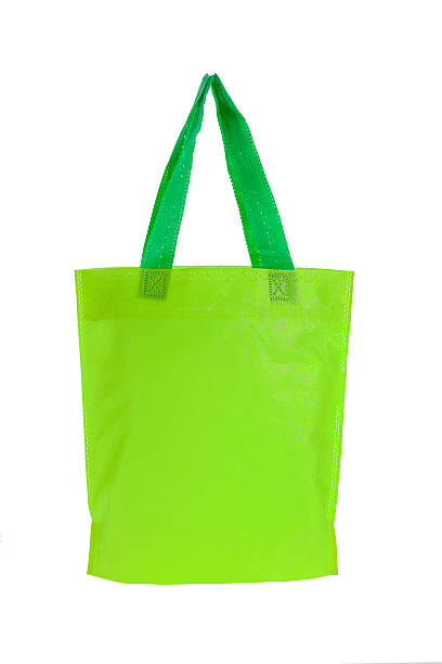 istock Green shopping bag on white background 491906370