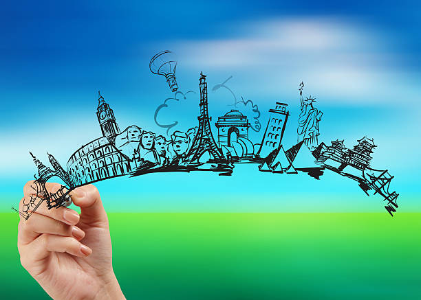 istock hand drawn traveling around the world 491907728