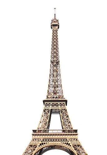 Famous Eiffel tower in Paris. Isolated on white background