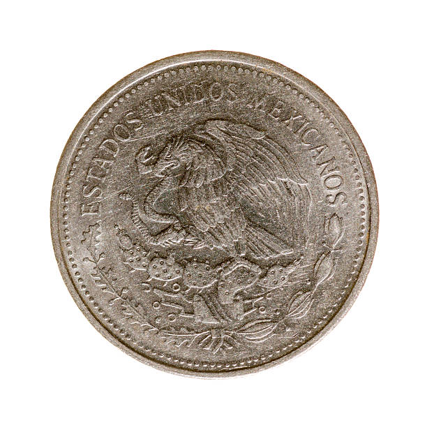 istock Mexico peso coin one isolated on white background. top view. 491908444