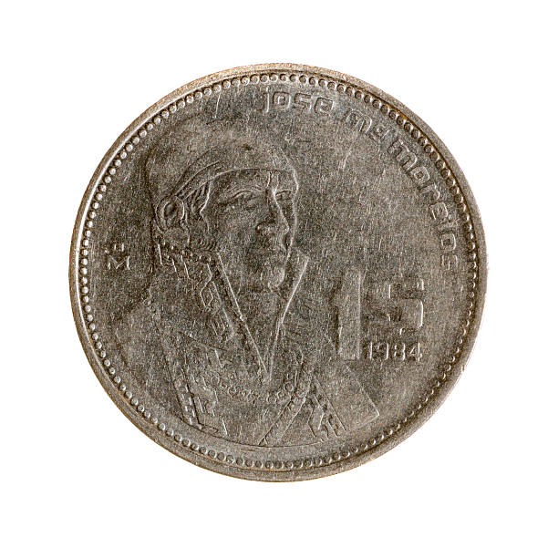istock Mexico peso coin one isolated on white background. top view. 491908760