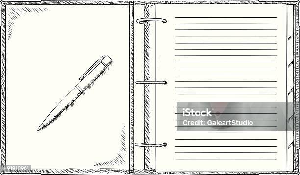 Griffonnage Blocnotes Avec Stylo Vecteurs libres de droits et plus d'images vectorielles de Agenda - Agenda, Agenda électronique, Carnet de messages