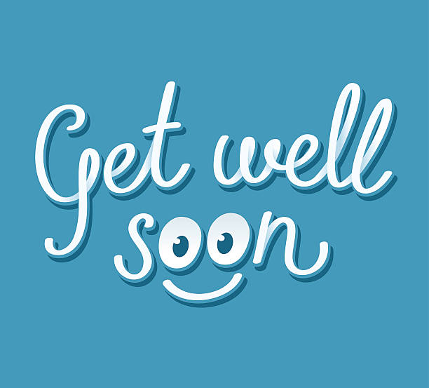 Get well soon Get well soon handwritten card with cute smiley face. Vector illustration. get well soon stock illustrations