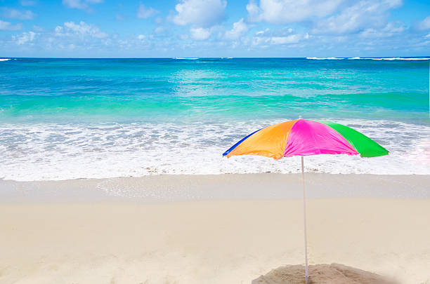 istock Beach umbrella by the ocean 491912947