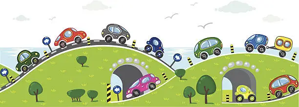 Vector illustration of Cars on the road.