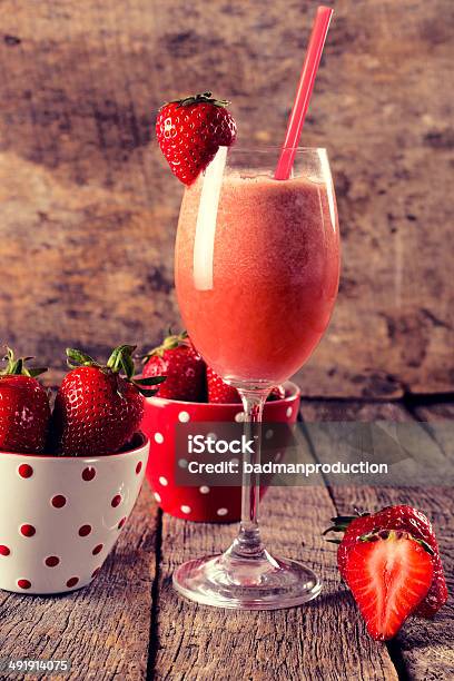 Strawberry Smoothie Stock Photo - Download Image Now - Alcohol - Drink, Bar - Drink Establishment, Berry Fruit