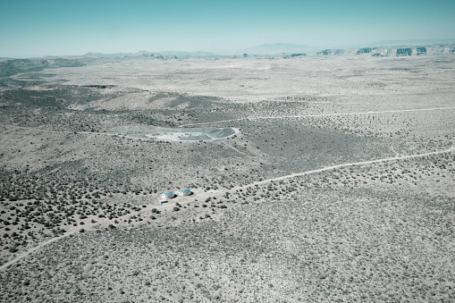 The reservation is south of the Grand Canyon and this shot is from a helicopter looking towards Lake Mead.