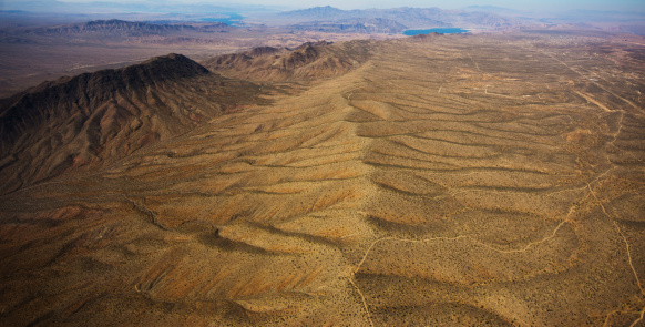The reservation is south of the Grand Canyon and this shot is from a helicopter looking towards Lake Mead.