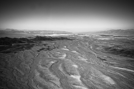 The reservation is south of the Grand Canyon and this shot is from a helicopter looking towards Lake Mead.