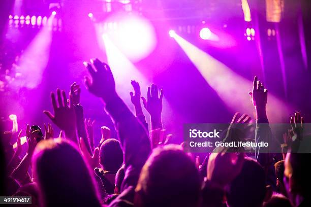 Happy People Stock Photo - Download Image Now - Music Festival, Party - Social Event, Arms Outstretched