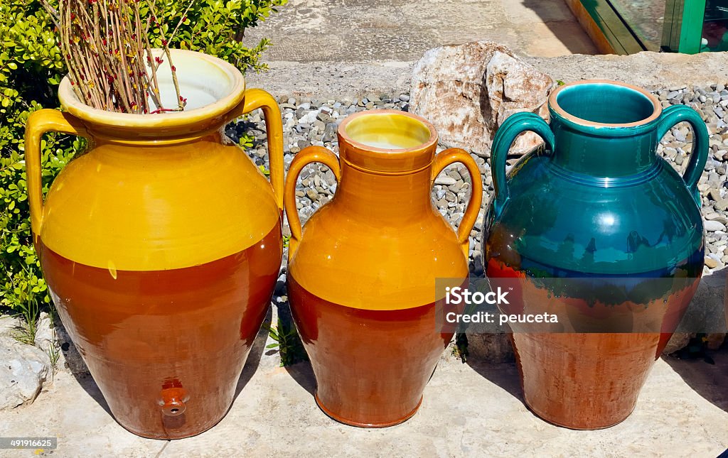 handmade terracotta containers for oil, wine, etc Amphora Stock Photo