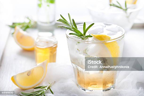 Ginlemon Rosemary Fizz Cocktail Stock Photo - Download Image Now - Ginger - Spice, Gin, Lemon - Fruit