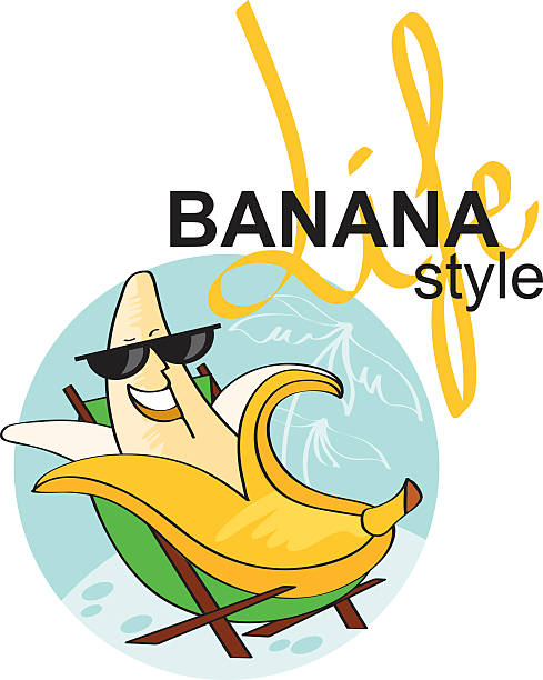 Carefree banana on vacation Carefree fun banana on vacation banana seat stock illustrations