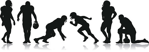 American Football Players Vector silhouettes of American Football Players american football player stock illustrations