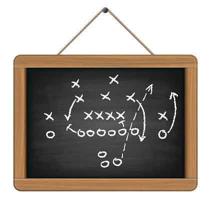 vector image of a football tactic on blackboard. Transparency effects used.