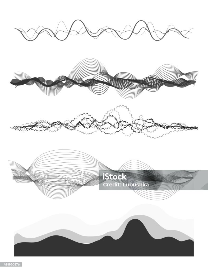 Audio equalizer Vector music sound waves set. Audio digital equalizer technology, console panel, pulse musical. Sound Wave stock vector