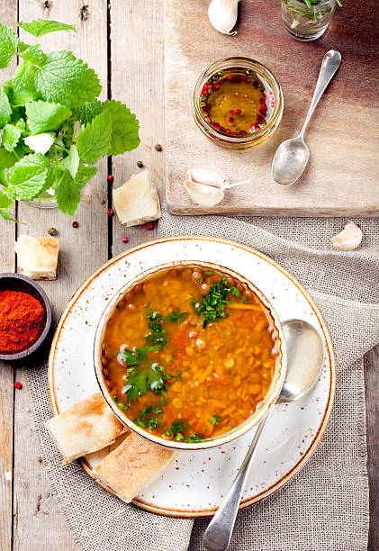 istock Lentil soup with smoked paprika and bread 491921978