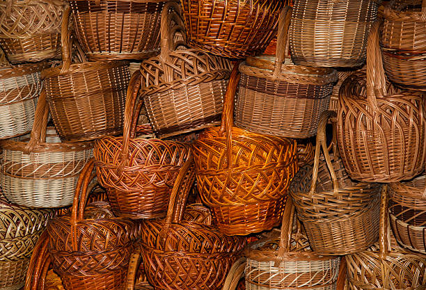 istock Set of vintage wattled baskets 491922822