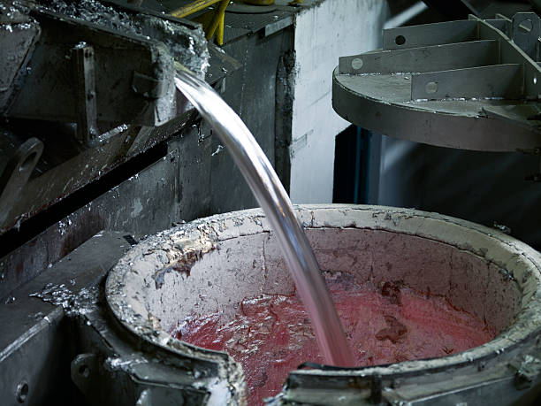 istock Pouring hot molten aluminum 491922964