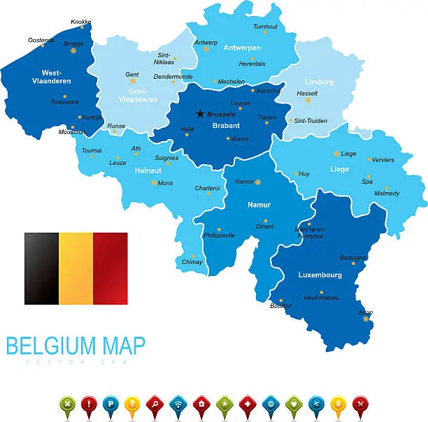 Vector illustration of Belgium Blue Map