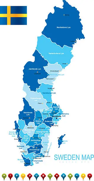 Vector illustration of Sweden Map