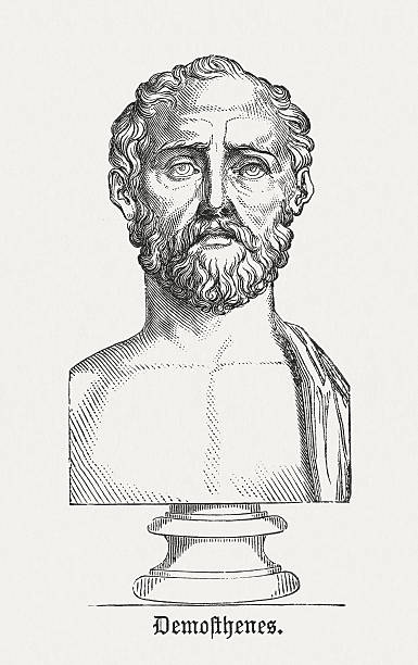 bildbanksillustrationer, clip art samt tecknat material och ikoner med demosthenes - ancient greek statesman, published in 1878 - foton med speaker