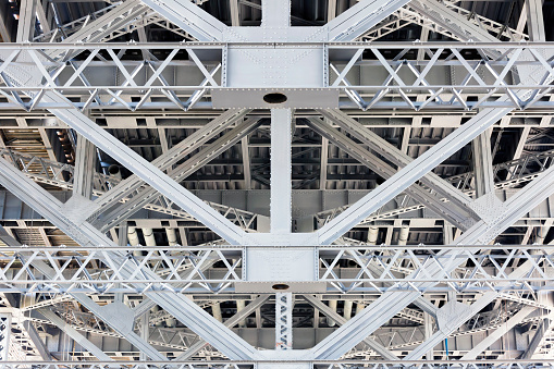 Steel frame, structure under the Harbour Bridge Sydney Australia