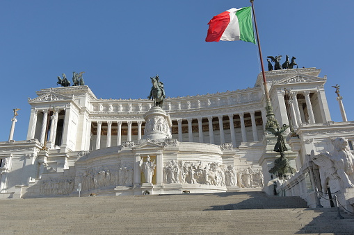 Rome, Italy - August 17, 2015: Altar of the Fatherland, also known as National Monument to Victor Emmanuel II (Monumento a Vittorio Emanuele II) in Rome, Italy