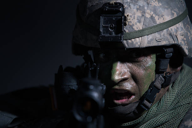Detail of Screaming Soldier stock photo