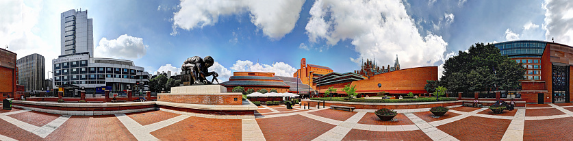 London, United Kingdom - August 24th, 2013: HDR 360 panorama outside the British Library, London.