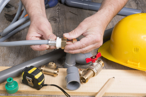 plumbing do-it-yourself with different tools and accessories