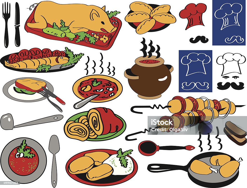 Питание в ресторане - Векторная графика Свинья - Копытное животное роялти-фри