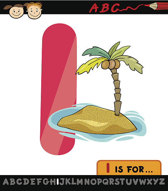 ilustrações, clipart, desenhos animados e ícones de letra i com ilha ilustração cartoon - island education learning letter i