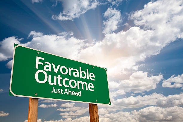 istock Favorable Outcome Green Road Sign Over Clouds 491938034
