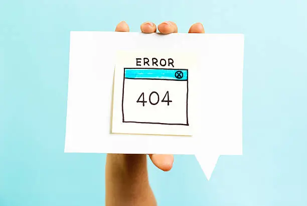 Internet error 404 page not found on blue background